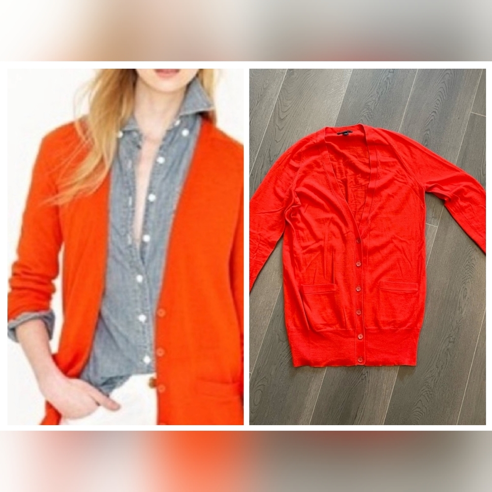 Merino wool red/orange long cardigan